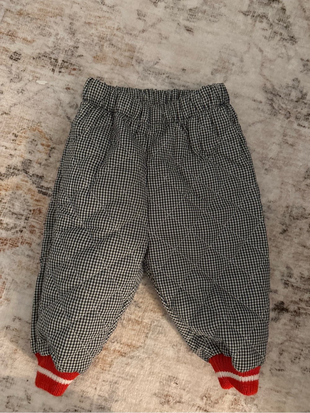Vintage Toddler Black & White Gingham Quilted Style Jogger Pants